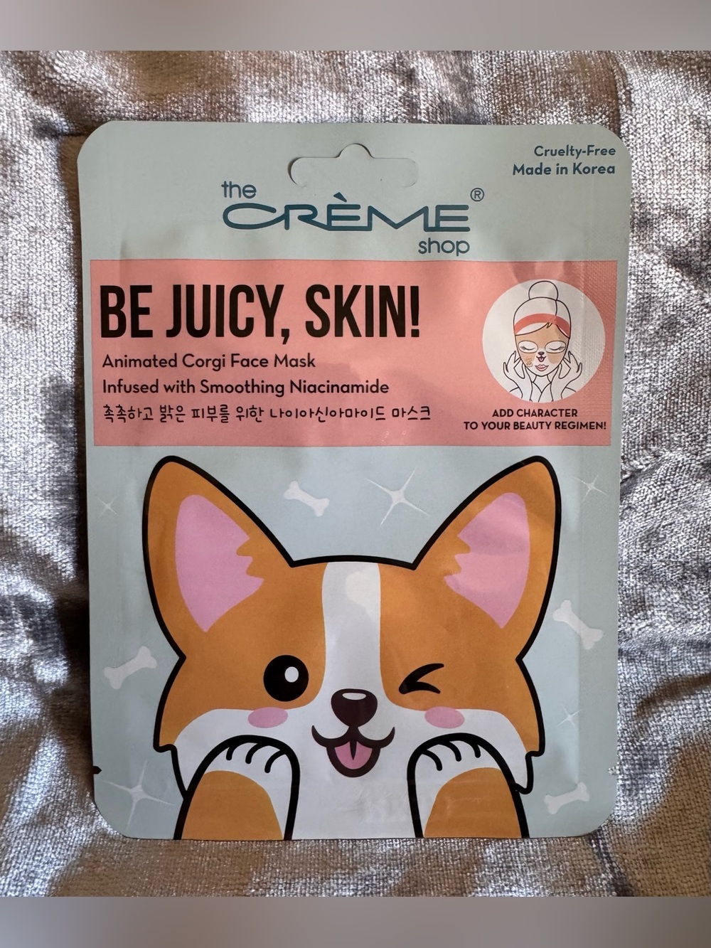 🎭Be Juicy, Skin! Animated Corgi Face Mask Infused with Smoothing Niacinamide🎭